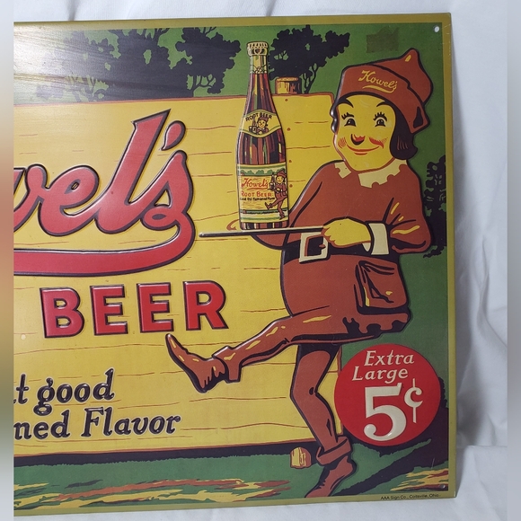 Howel's Root Beer Vintage Retro Embossed Metal Sign Extra Large 5 Cents - Picture 3 of 7